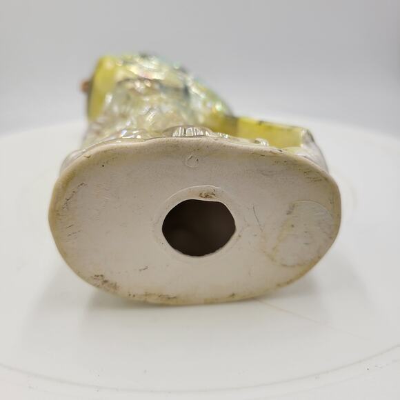 Vintage Iridescent Blue Bird 7" Glazed Ceramic Figurine Sculpture Mid Century - Picture 5 of 8